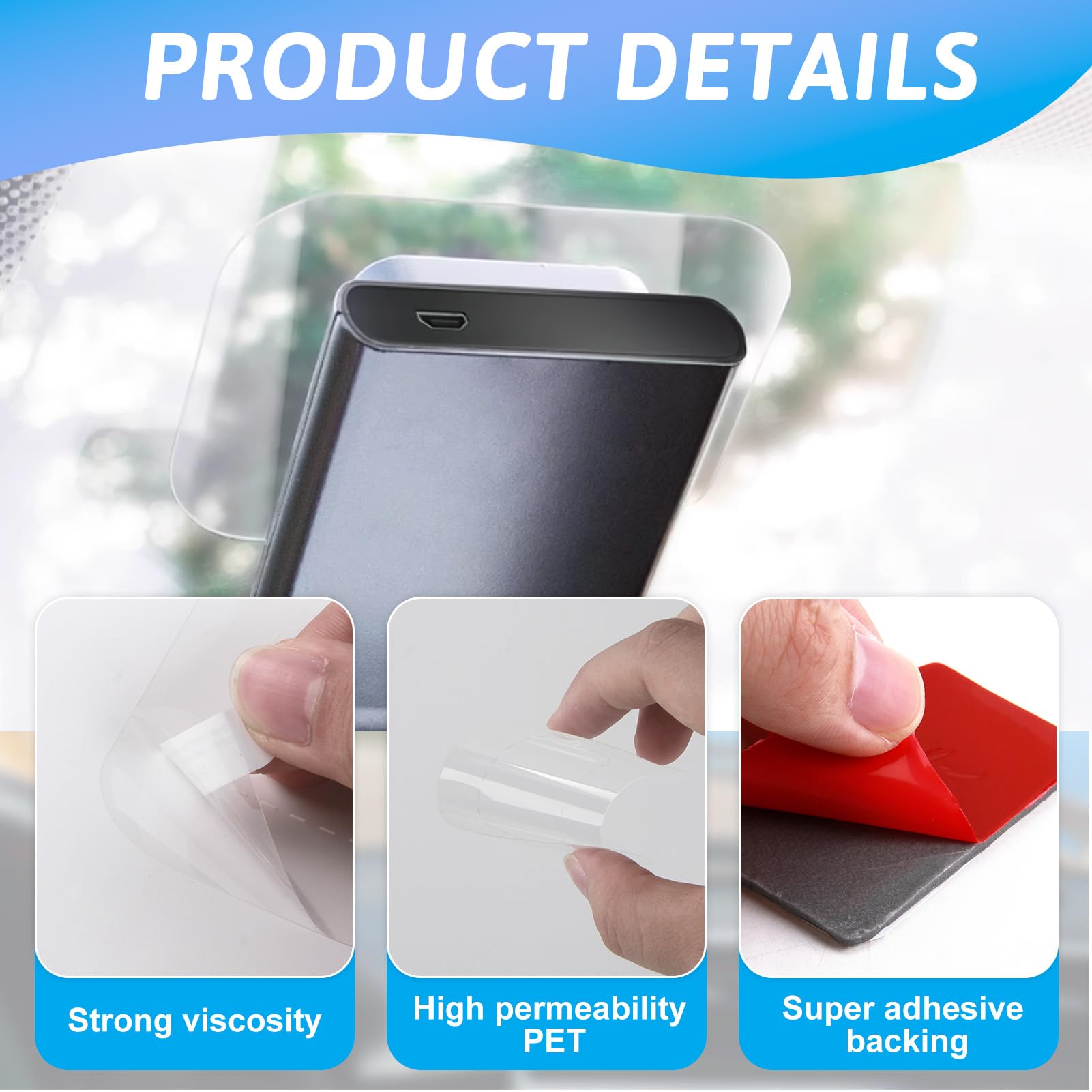 4 Pezzi Nastro Biadesivo Extra Forte Per Dashcam E Telefono - Foto 3