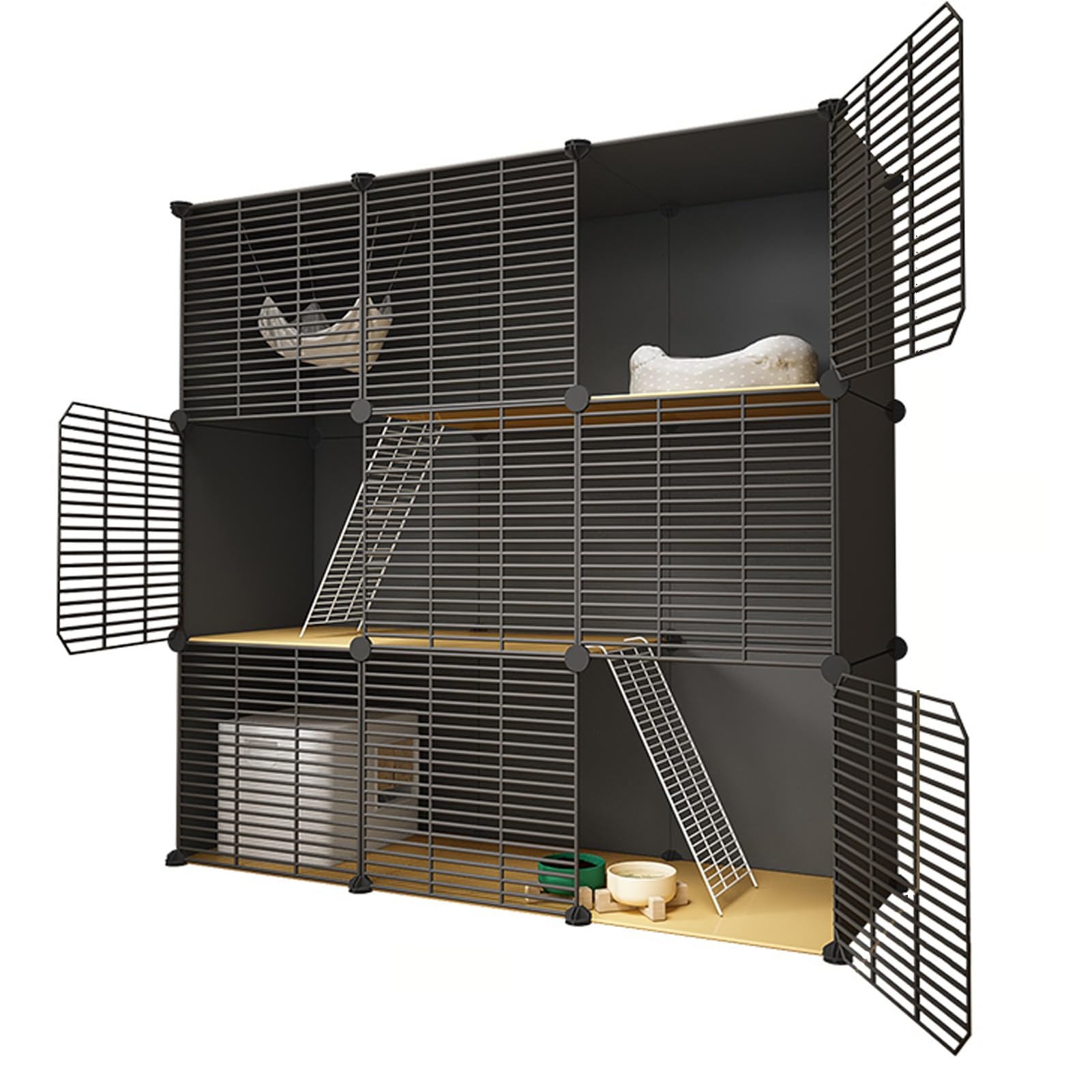 Grand enclos pour chats d'intérieur et parc à jeux modulable pour salon