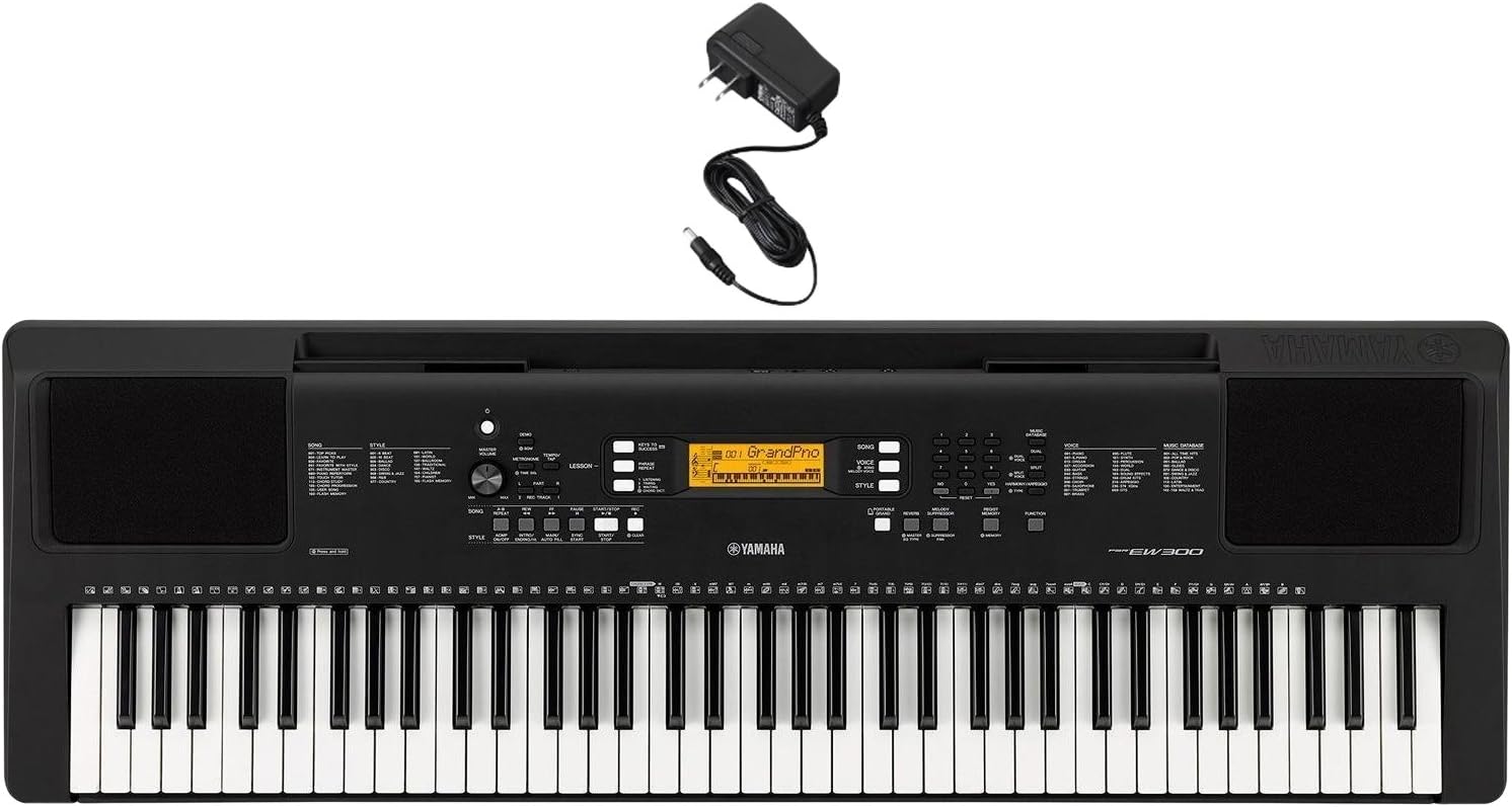 Yamaha PSR-EW300 76-Key Portable Keyboard with Power Supply