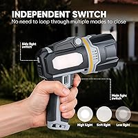 Vista 3 de Rechargeable Spotlight 1000000 Lumen, Super Bright 9 LED Spotlight Flashlight with COB Light & Foldable Stand, Long Lasting Large Handheld Spot