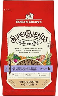 Stella & Chewy's SuperBlends Raw Coated Wholesome Grains Puppy Cage-Free Chicken & Wild-Caught Salmon Recipe with Superfoods, 3.5 lb. Bag
