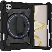 Heavy Duty Shockproof TPU Case for Huawei MatePad Pro 12.2" 2024,Kids Rugged Dropproof Protective Cover W 360 Adjustable Swivel Hand Strap+Shoulder Strap.Black