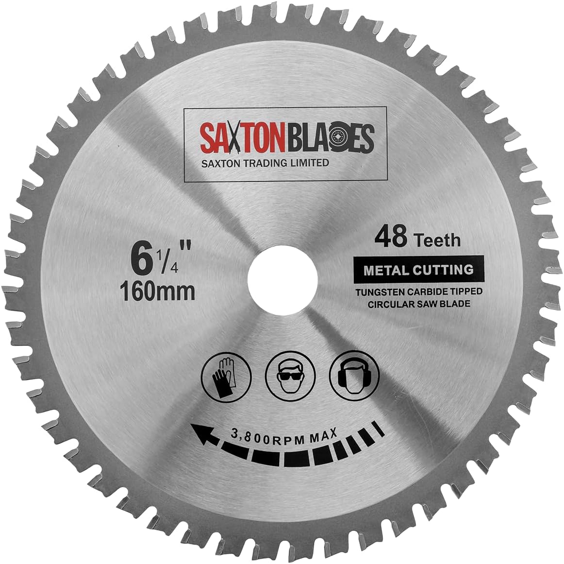 TCT16048TMB Saxton TCT Circular Steel Aluminium Copper Metal Saw Blade 160mm x 48T for Festool Bosch Makita Dewalt Fits 165mm Saws
