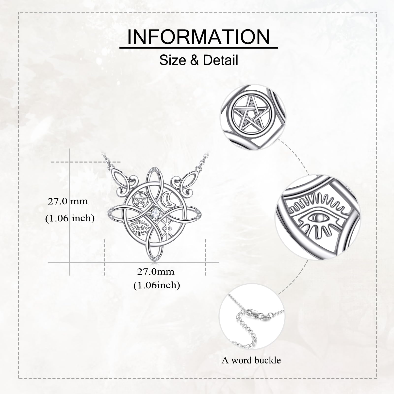 Hexenknoten-Halskette aus Sterlingsilber mit keltischem Kreuz, Hexenknoten-Amulett, Geschenk für Frauen