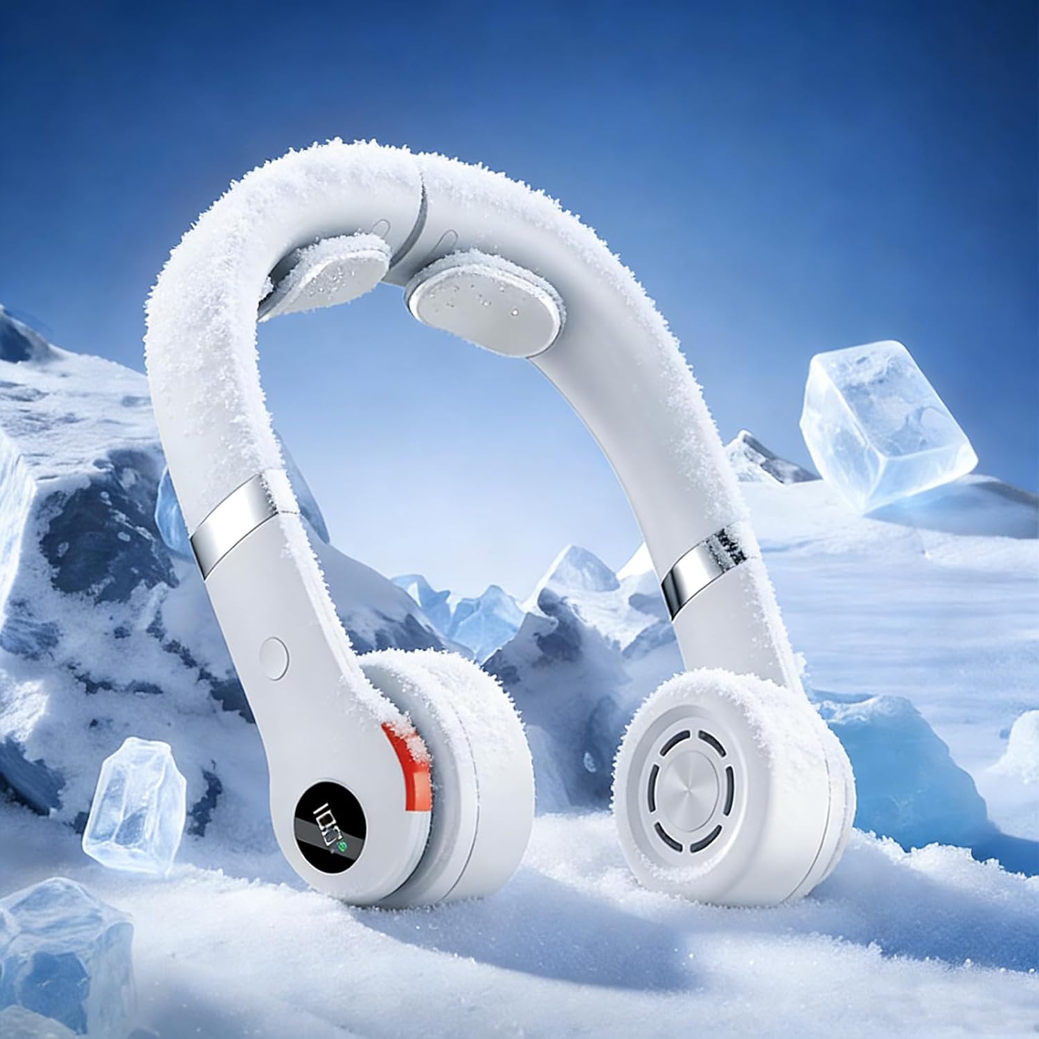 Portable Neck Fan with Ice Cool Feeling, 5 Speeds Rechargeable Portable Personal Fan,2400mAh Battery 10H Runtime, 110° Rotatable Air Outlets, Quiet Lightweight-Summer Gift for Women Men (Snowy White)