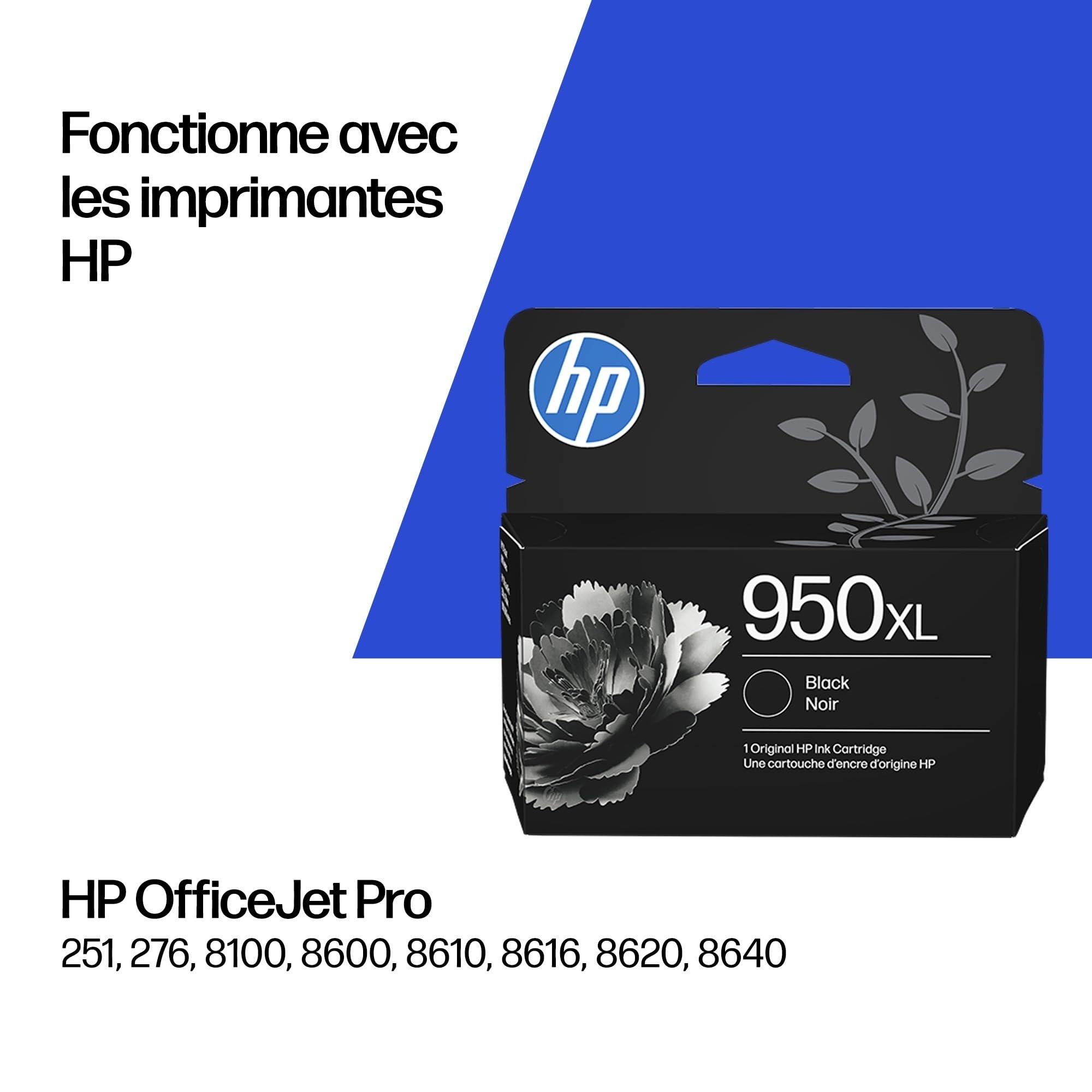 HP 950XL Noir, Cartouche Encre Originale, Grande Capacité