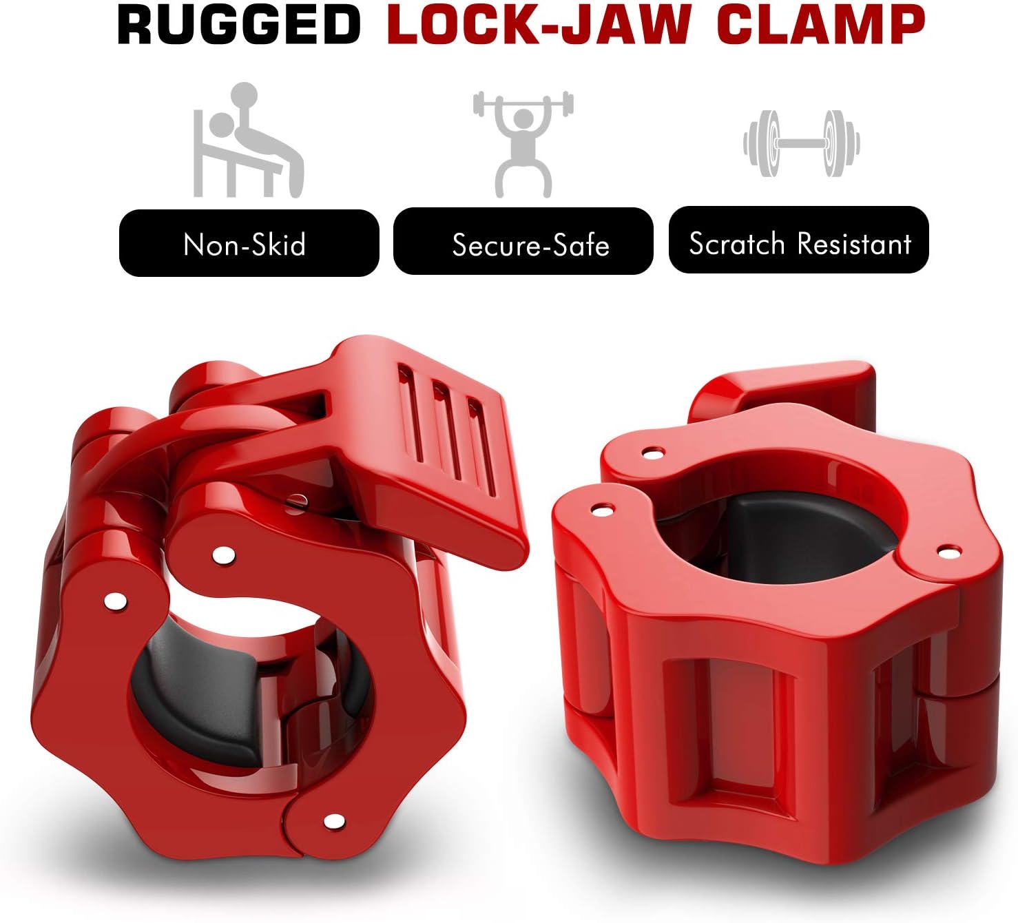 MoKo Barbell Clamps Collars, Quick Release Pair of Locking 1 inch or 2 inch Professional Weight Locks Collar Clips Great for Workout, Weightlifting, Fitness & Strength Training : Sports & Outdoors