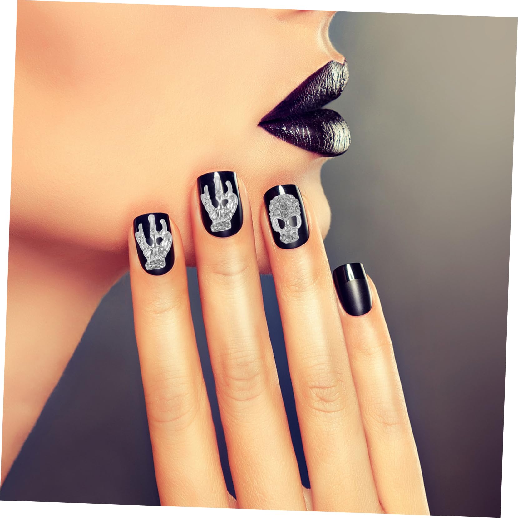 Healvian 200pièces Décorations Nail Art Avec Strass Forme De Tête De Mort Autocollants Manucure Pour Et Accessoires De Téléphone Nail Art