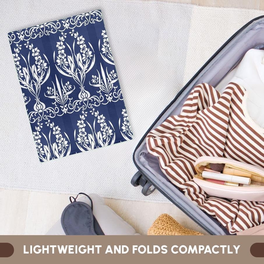 Miniatura 6 de Toalla de mano de damasco floral de estilo rústico francés 3D rosa en azul, 15 x 22 pulgadas