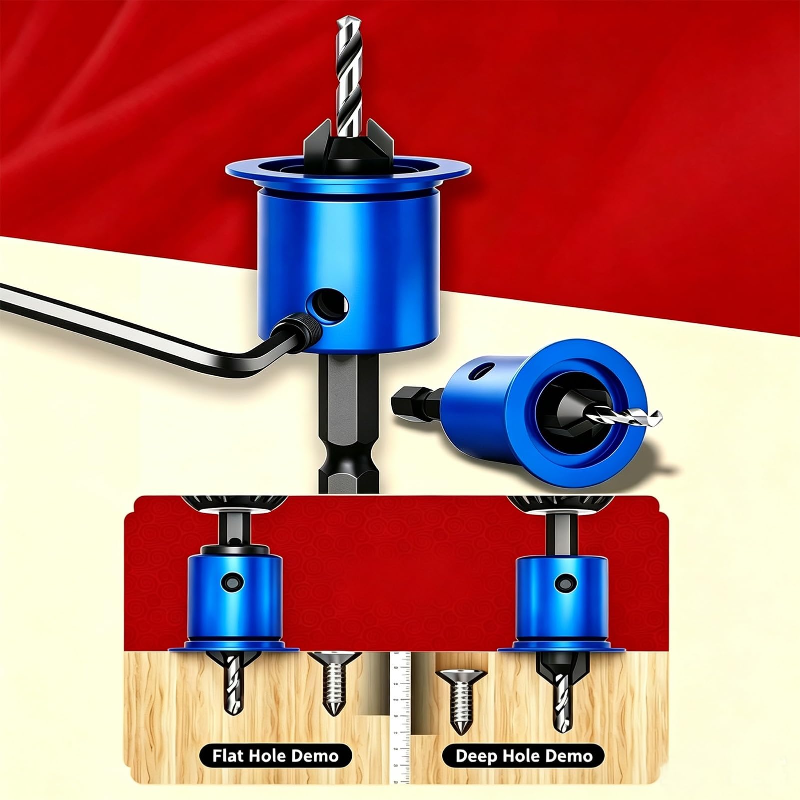 Punta da trapano per foro svasatore da 6 pezzi, lega di carburo di tungsteno da 10 mm 1/4"