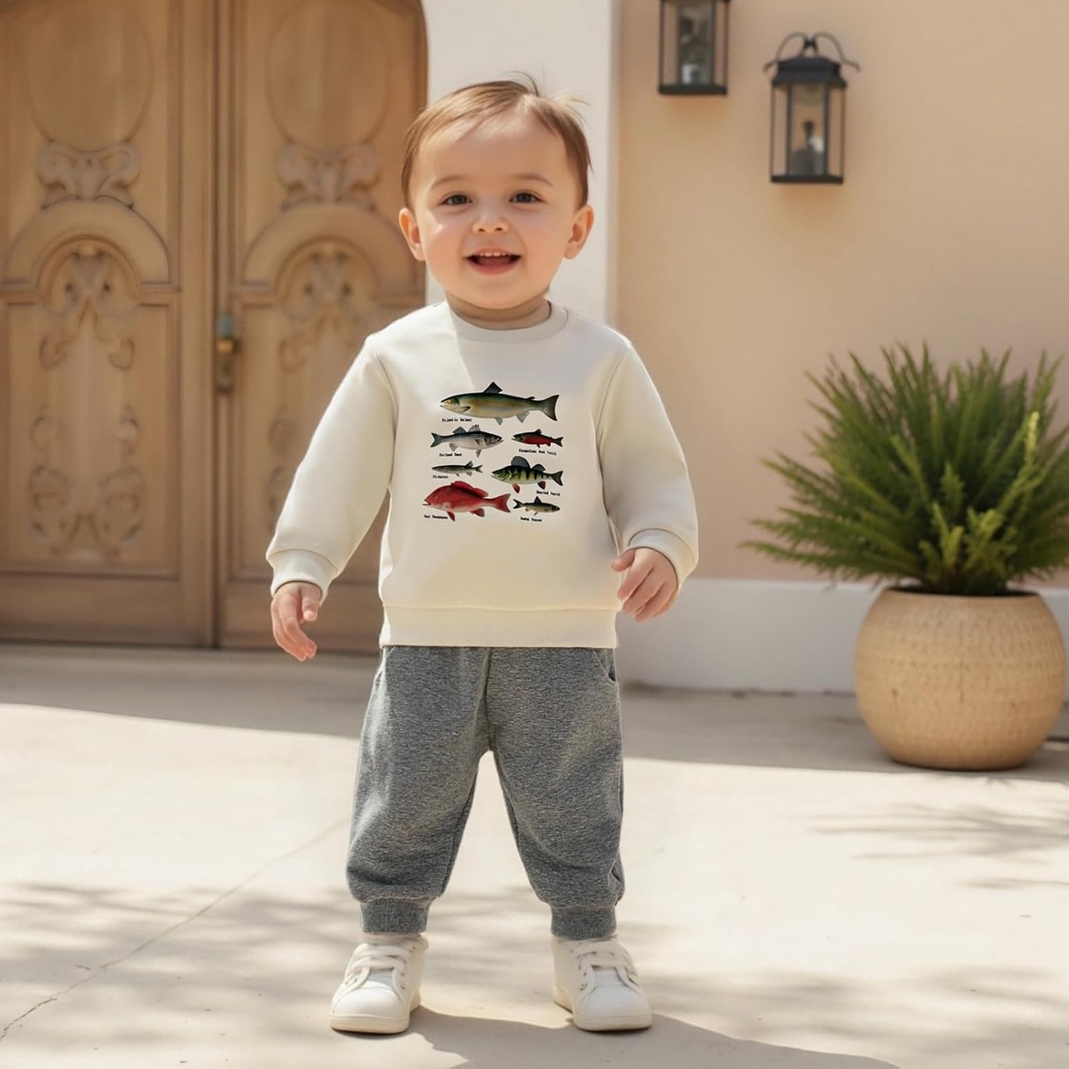 Fernvia Toddler Baby Boy Fall Clothes Animal Print Long Sleeve Pullover Tops + Drawstring Pants Winter Outfits - Image 2