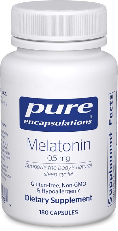 Melatonin 0.5 mg, 180 Capsules | Natural Sleep Helper for Bedtime, Regulates Sleep-Wake Cycle*, 0.5 mg Melatonin, Vegan and Non-GMO