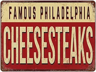 DAIWUGOU Wall Decor Tin Sign Vintage Famous Philadelphia Cheesesteaks Iron Painting Bar Pub Garage Diner Cafe Retro Posters Decoration Vintage Metal Aluminum Signs Office Farm Rustic 11.8"x15.7"