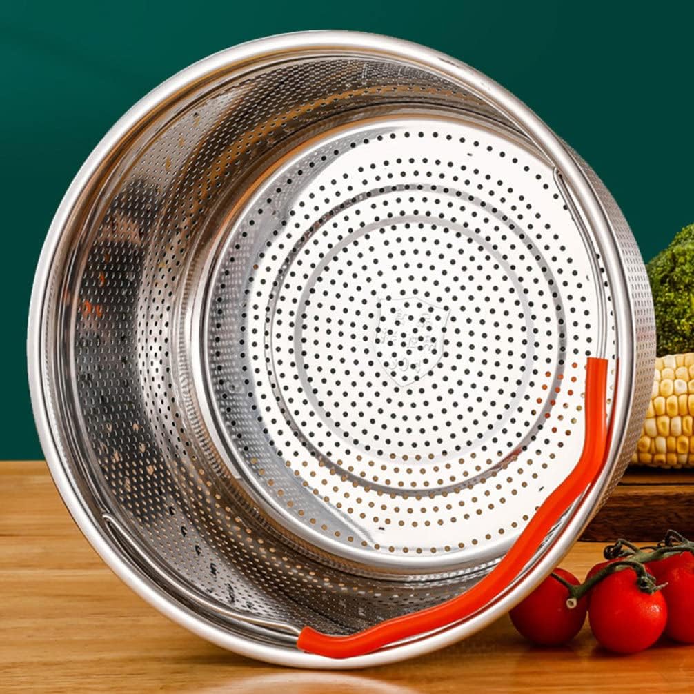 Hemoton Stainless Steel Steamer Basket 8.5 Inch Rice Cooker Steam Rack with Strainer for Food Steaming at Home Kitchen