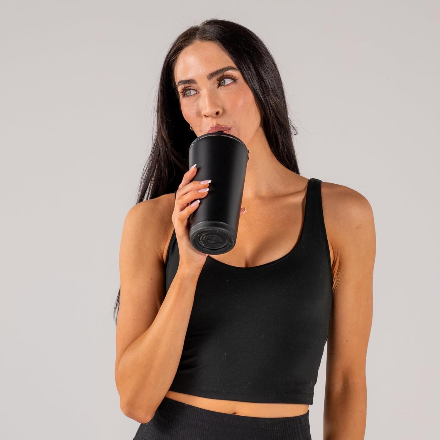 HydroJug Everyday Tumbler 20 oz – Ceramic-Lined Insulated Tumbler with Straw and Soft-Touch Lid, Cup Holder Friendly, Double-Wall Vacuum Insulation, Reusable Travel Cup – Black - Image 6