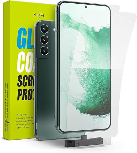 Ringke Protector de pantalla con revestimiento de vidrio compatible con Samsung Galaxy S22 Plus 5G de 6.6 pulgadas, revestimiento antihuellas con