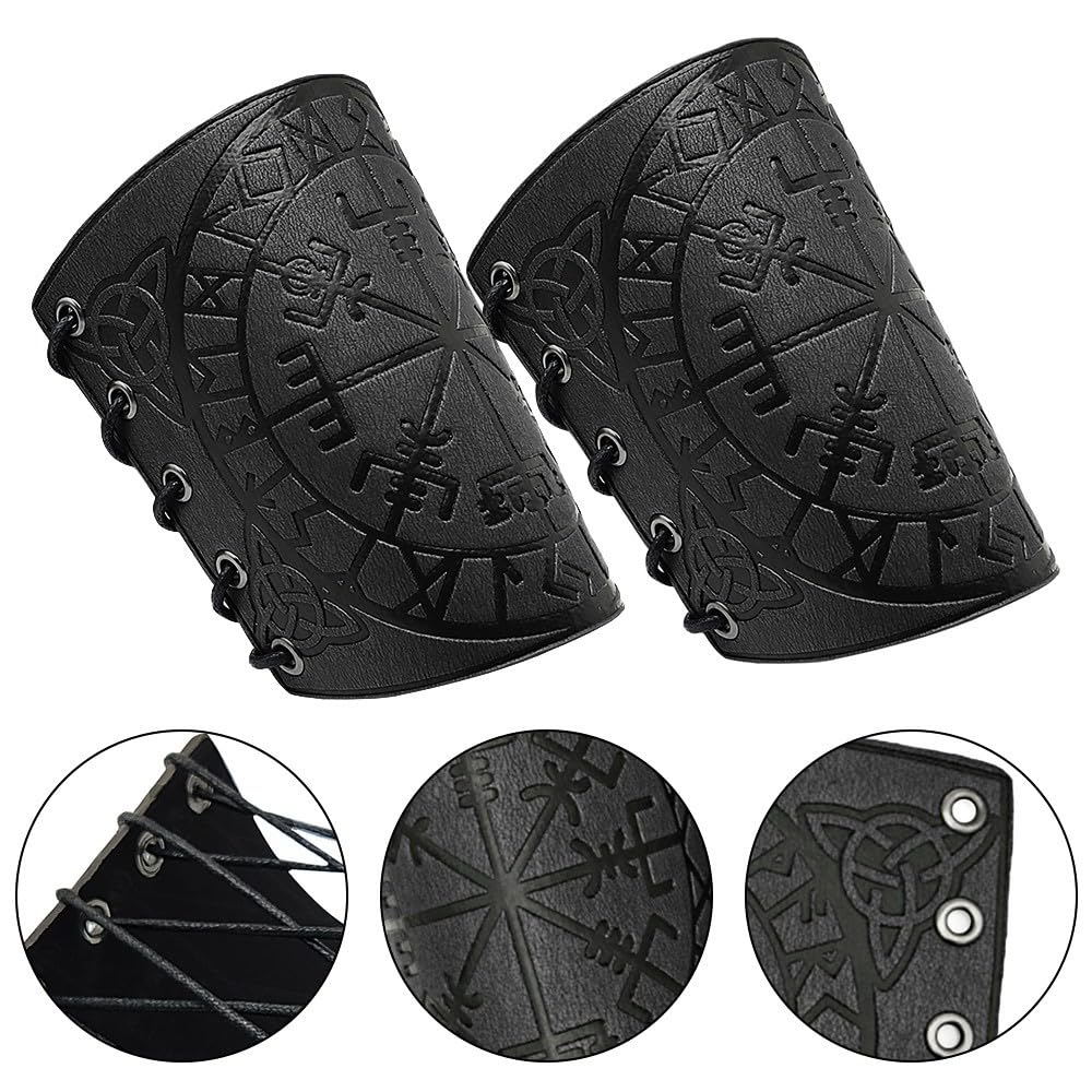 DONGKER 1 Paire de Protège-Bras en Relief,Brassards en Cuir Protège-Bras Réglable Norse Viking Arm Armor pour Hommes Femmes