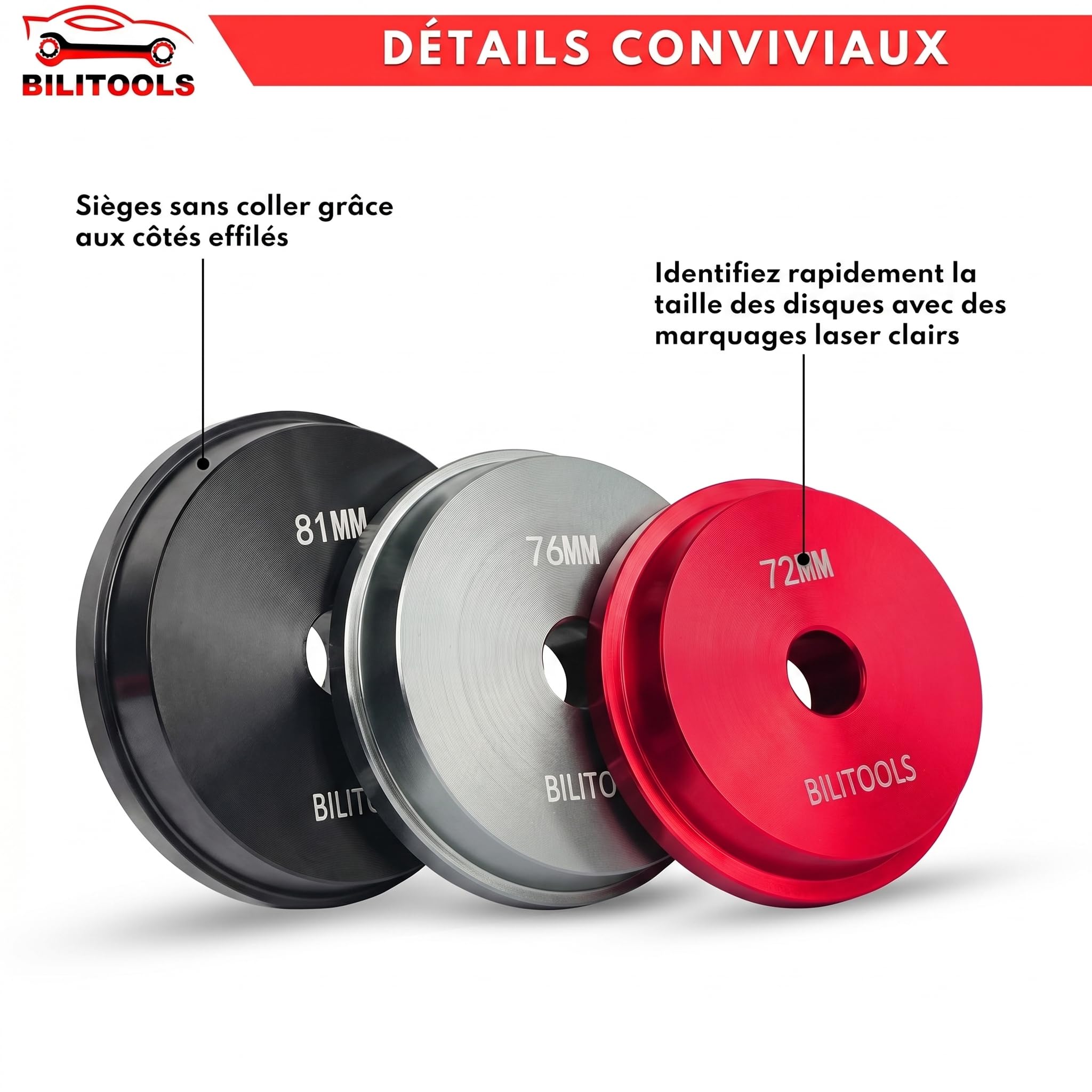 BILITOOLS Kit Presse Roulement 10 Pièces Métrique | Douilles roulement et joint spi, montage moyeu voiture, coffret rangement inclus