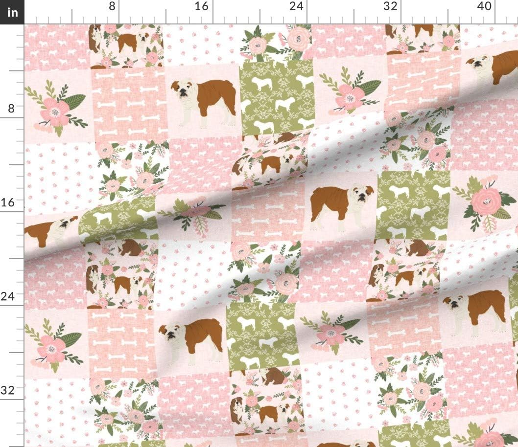 Spoonflower Fabric - English Bulldog Pet Quilt Dogs Breeds Collection Cheater Bulldogs Printed on Petal Signature Cotton Fabric by The Yard - Sewing Quilting Apparel Crafts Decor
