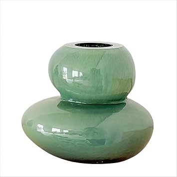 Decorative Handmade Glass Vase Hand-Blown Pebble Stacked for Flower Arranging, Modern Home Decor for Living Room Bedroom Office, Thickened Base, Shiny Finish for Art Display