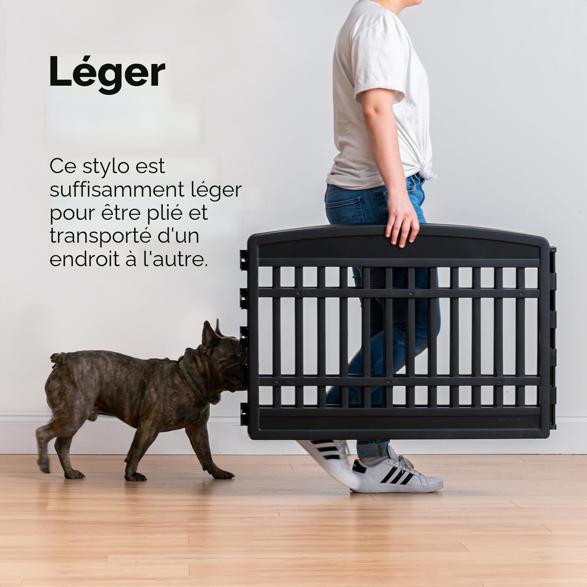Iris Ohyama, Parc pour Chien Intérieur, Extérieur avec 8 Panneaux & Porte Verrouillable, H60cm, Noir, Cage, Enclos, Cloture pour Chiens, Chiot, Chat, Lapin, Animaux de Compagnie, Plastique, CI-608E