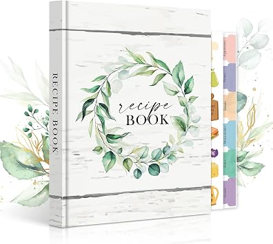 Lanpn A5 Blank Recipe Book Cookbook to Write in Your Own Recipes, Leather Cover Waterproof Empty Cooking Journal for 70 Recipes, Recipe Notebook with Stickers to Organize Your Family Recipes