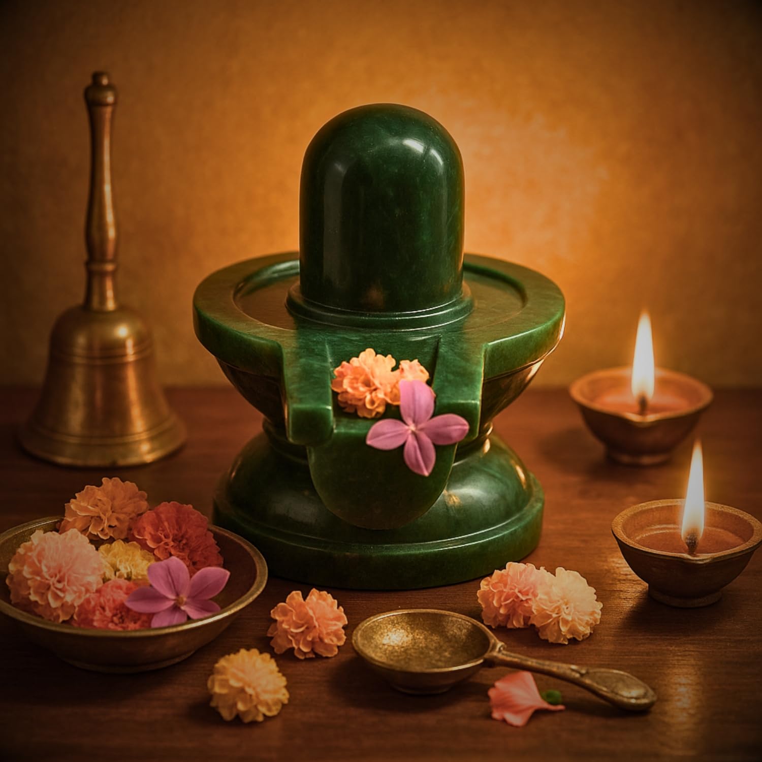 Benares Souvenirs Margaj Green Jade Shivling | Marakatha Green Aventurine Stone Shivling, Lord Shiva Lingam, Puja, Meditation, Spiritual Healing, Home Decor, Chakra Balancing (110-120 Grams Approx)