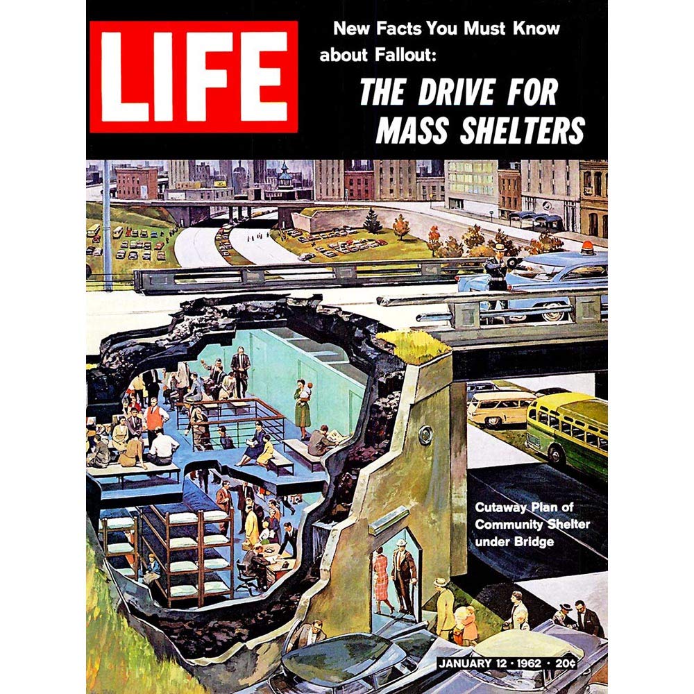 Wee Blue Coo Vintage Magazine Cover Fallout Nuclear War Community Bomb Shelter Art Print Poster Wall Decor 12X16 Inch