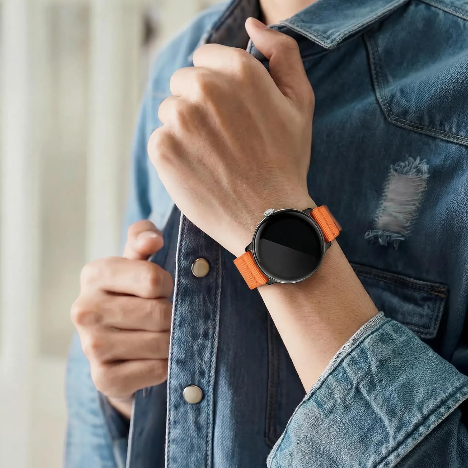 BlackPro Fabric Magnetic Bands Compatible with Google Pixel Watch 4/3/2/1 Band/Pixel Watch 4 Band 41mm 45mm, Nylon Sport Loop Strap for Pixel 3 Watch Band 45mm for Men Women