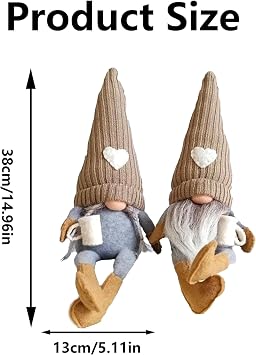 Coffee Gonk Decor, Christmas Gonks Gnome, Collectibles Dolls, Handmade Gnomes for Cafe Kitchen Home Office Decorations, 2Pcs - Brown