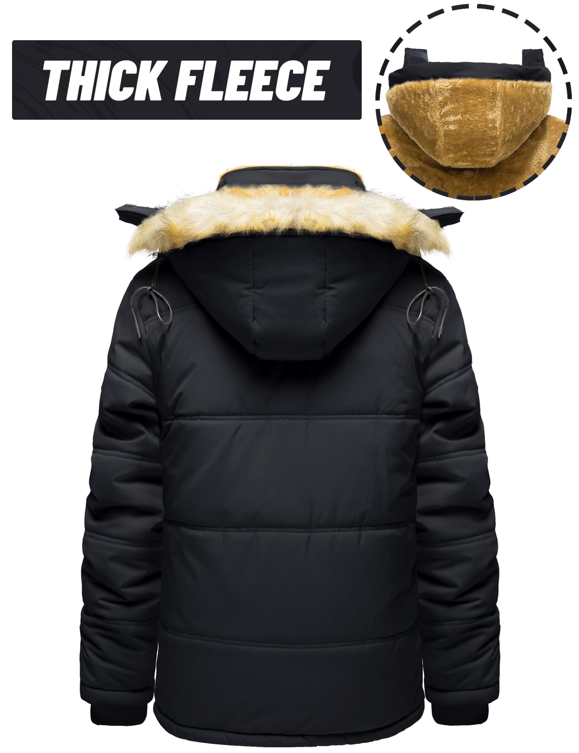 TACVASEN Herren Winterjacke Wasserabweisende Winddicht Jacke Gefüttert Warme Steppjacke mit Abnehmbarer Kapuze