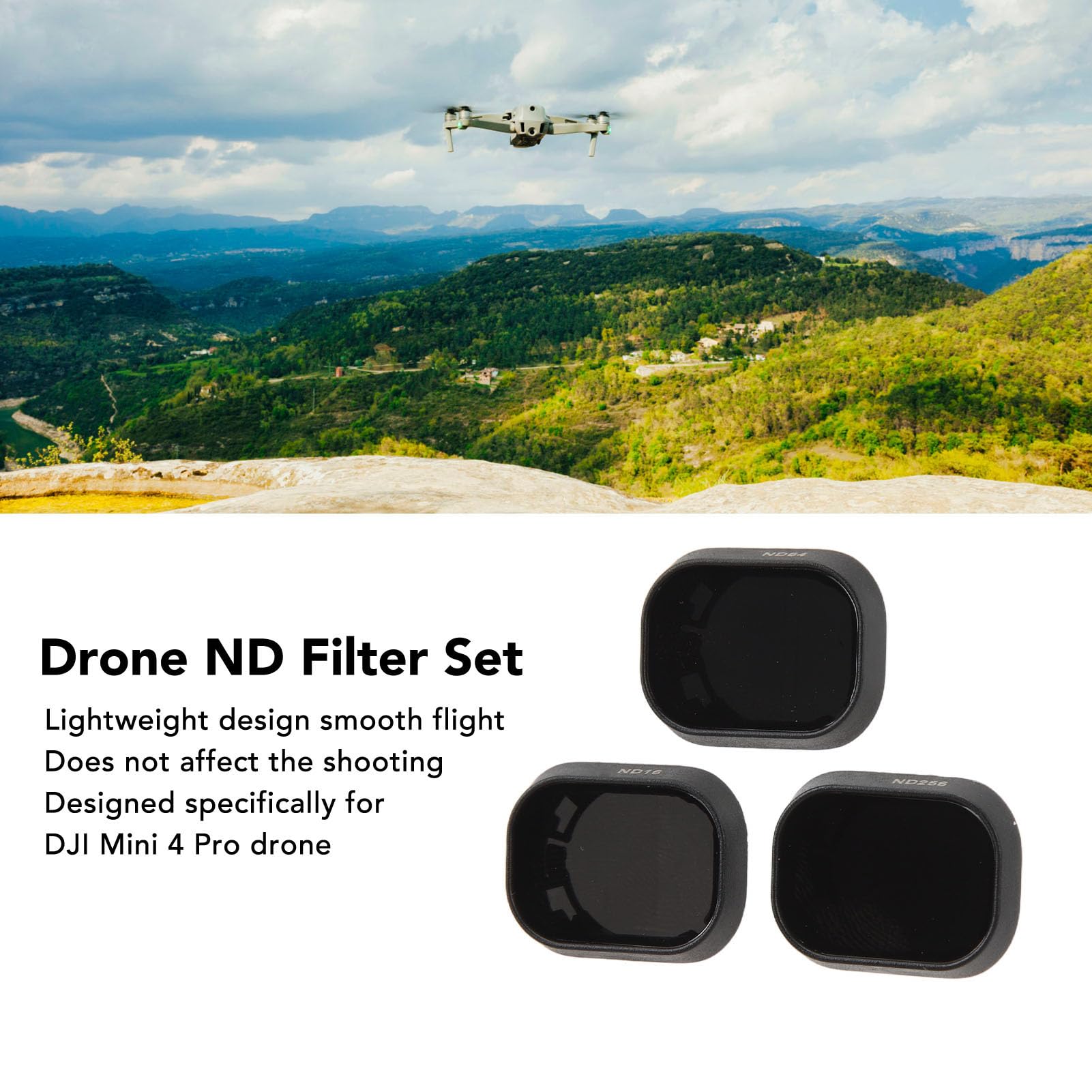 K&F Concept Lot De 4 Filtres ND Pour DJI Air 3S, ND8 ND16 ND32 ND64 Filtres De Réduction De La Lumière à Densité Neutre, Verre Optique HD/accessoires