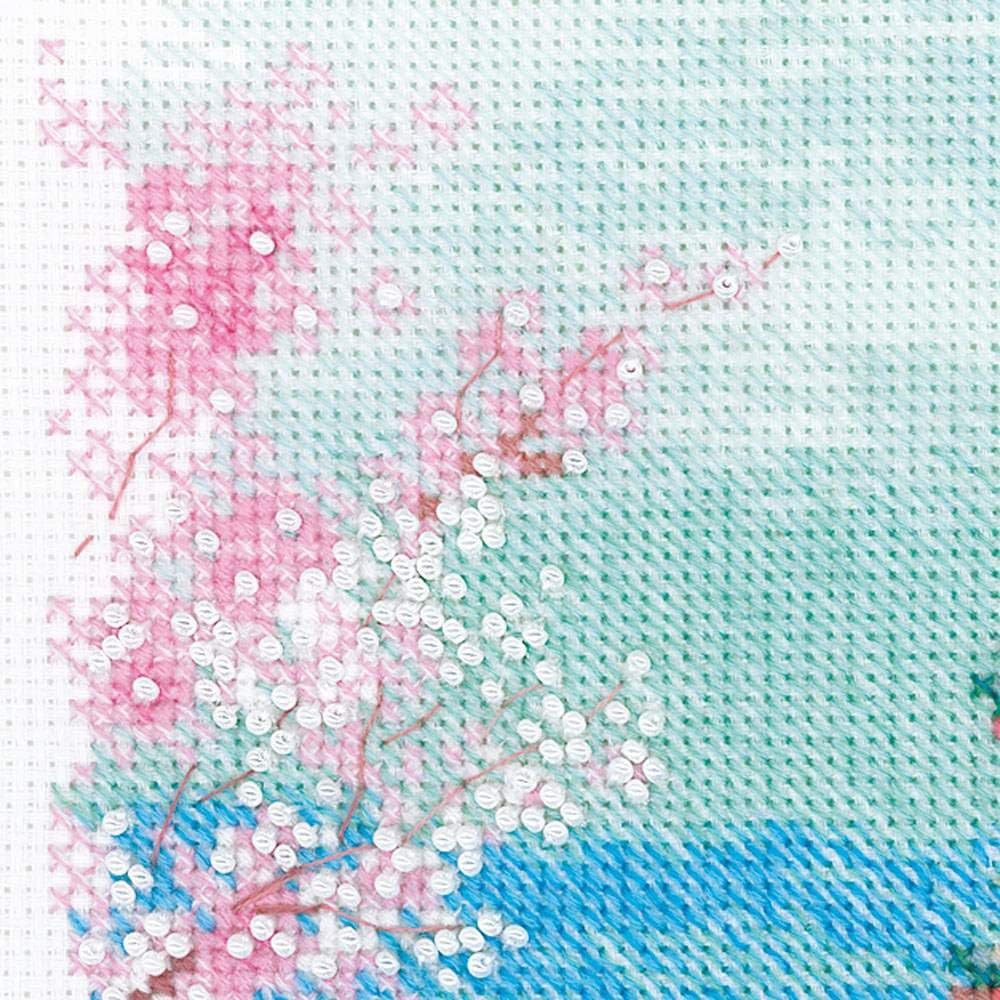 RIOLIS - Sakura. Pagoda 1743, Cross Stitch Kits 7,09" x 9,45", Cross Stitch Kits for Beginners & Advanced, Crossstitching Kit Adult, Embroidery Counted Stitching Kit