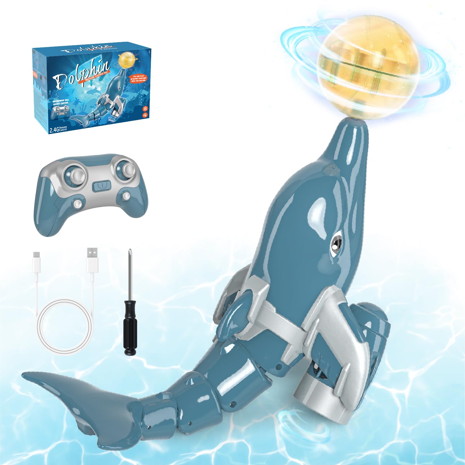 snookids Giocattolo delfino telecomandato, 2.4GHz simulazione delfino RC barca squalo telecomandato, bambini giocattolo d'acqua in estate vestito per ragazzi e ragazze