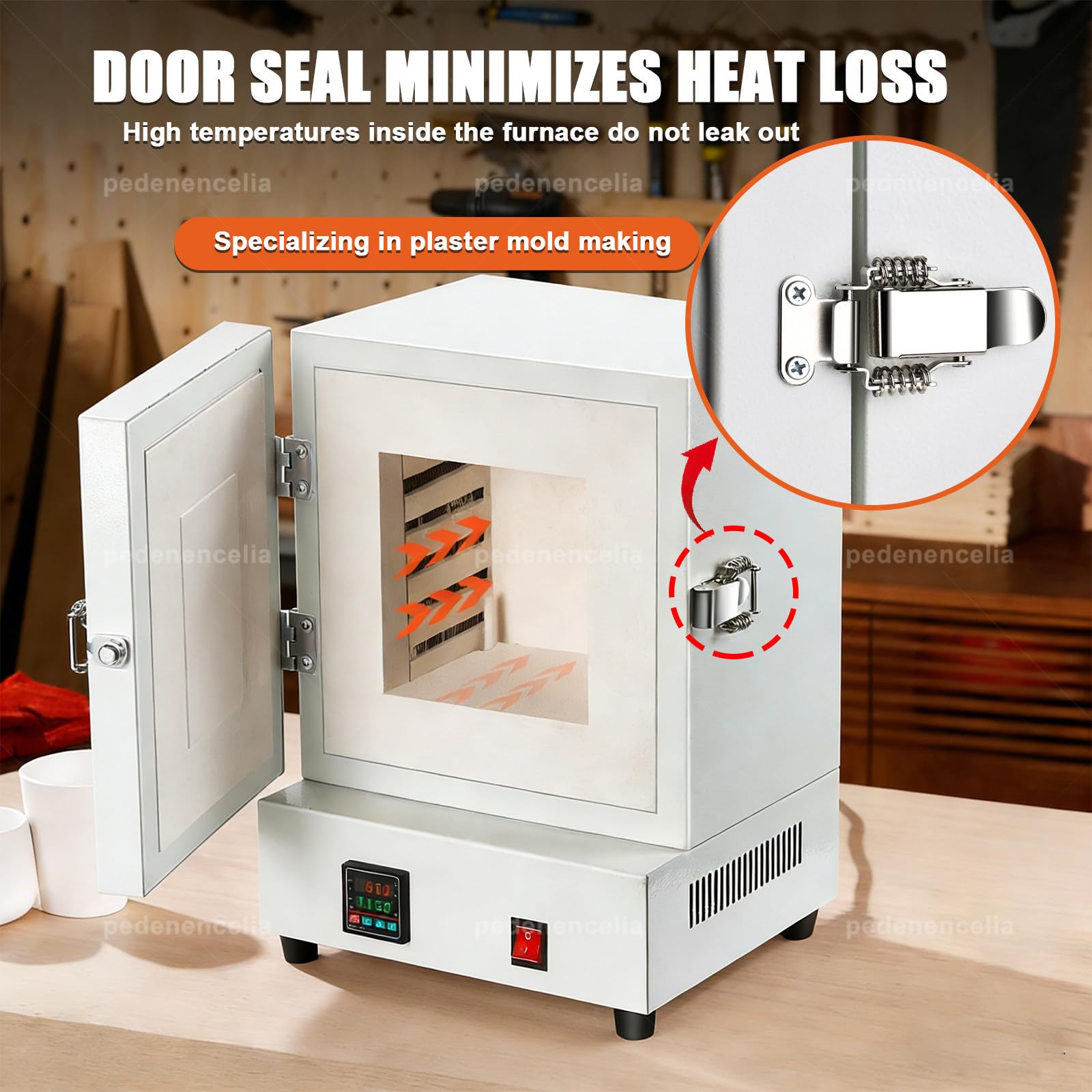 Horno Eléctrico De Mufla De 2000 W, 1150 °C, Calentamiento Uniforme Y Pantalla LCD, Horno Digital De Laboratorio, Horno Eléctrico De Mufla para Cerámica, para Odontología Y Cerámica