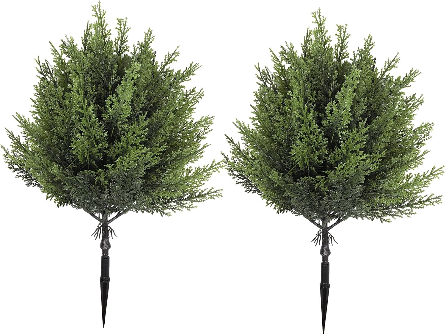 RECUTMS Artificial Cedar Topiary Ball Artificial Cypress Faux Shrubs with Planting Stake Faux Christmas Trees Fake Christmas Plants Outdoor Plants for Indoor Outdoor Front Porch Decoration(Mix Green)