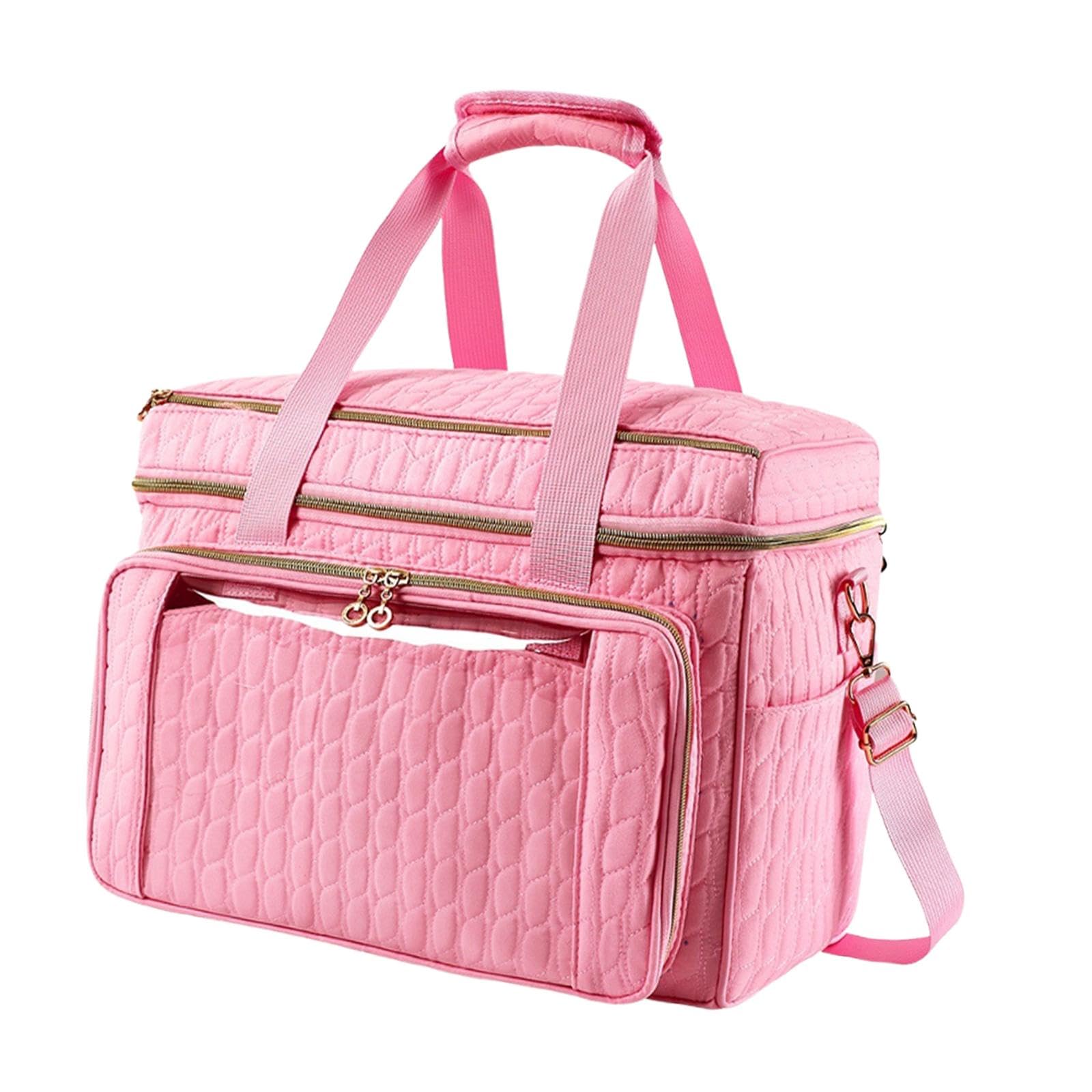Bolsa para Bolsa para Organizar Estambre Estuche para Ganchillos Bolso de Tejer con Múltiples Bolsillos Tela Resistente Adecuada para Manualidad, Rosa, Individual