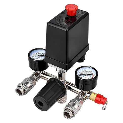 Interruptor de control de presión del compresor de aire con válvula de control regulador de manómetro,Piezas del compresor de aire del regulador del