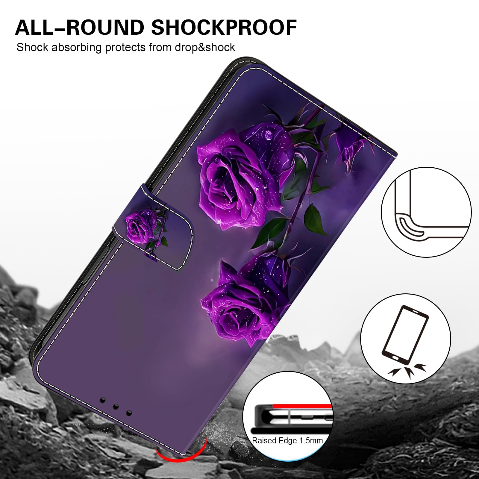 For Xiaomi Redmi Note 13 Pro 5G Case Pattern Printing Anti-Drop Leather Flip Wallet Phone Cover With Lanyard - Lotus - View #4