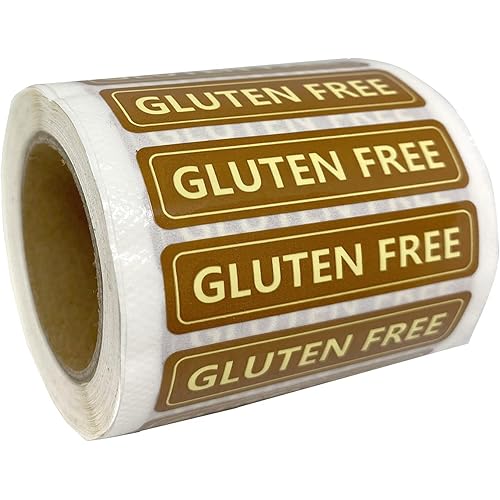 Gluten Free Labels,Food Allergies Warning Label Stickers for Food Package,2x0.5 Inch,500 Pcs Per Roll
