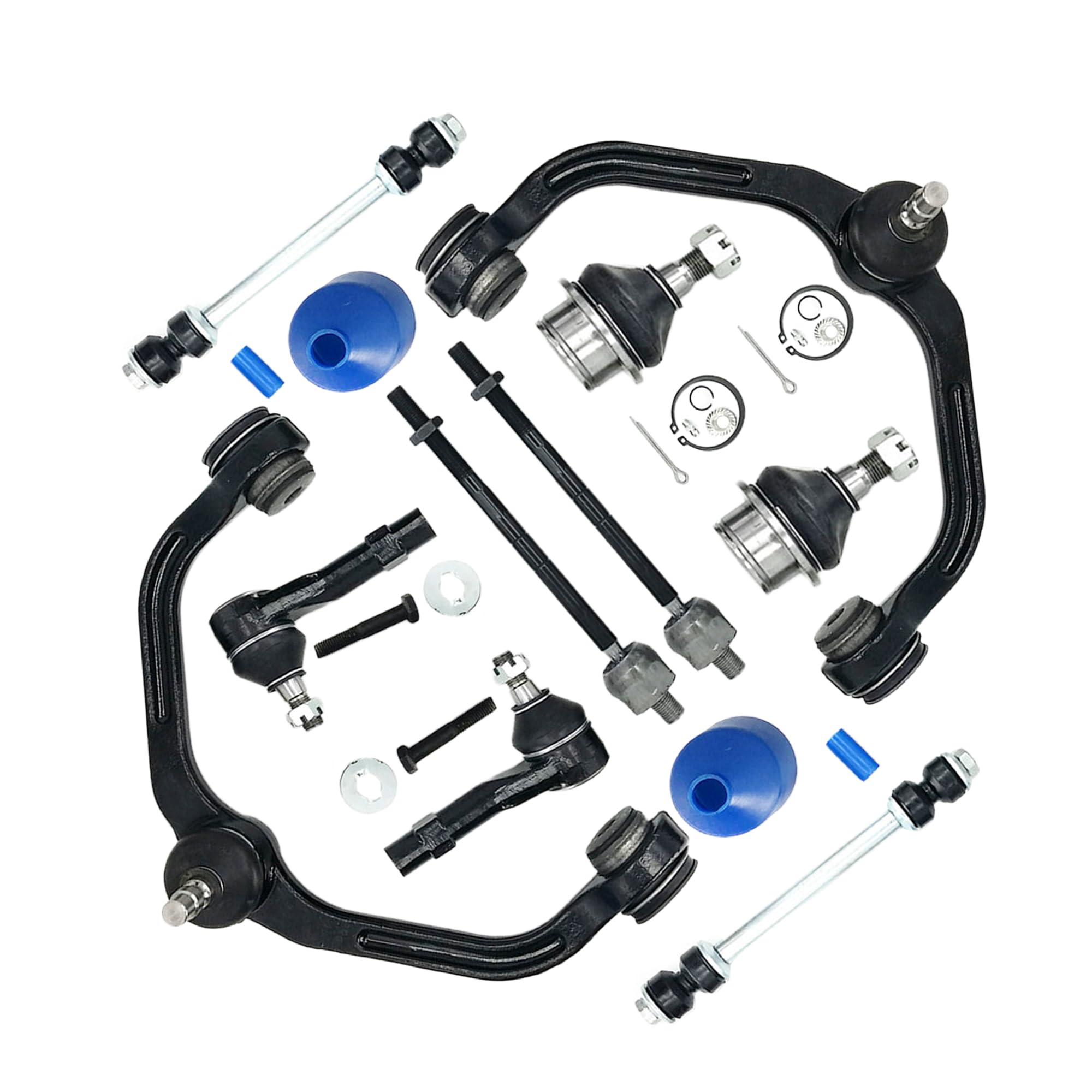 AngyMeck 10Pcs Front Suspension Kit Upper Control Arm Lower Ball Joints Outer Inner Tie Rod Sway Bar for Ford Ranger 1998-2011 for Mazda B2300 B2500