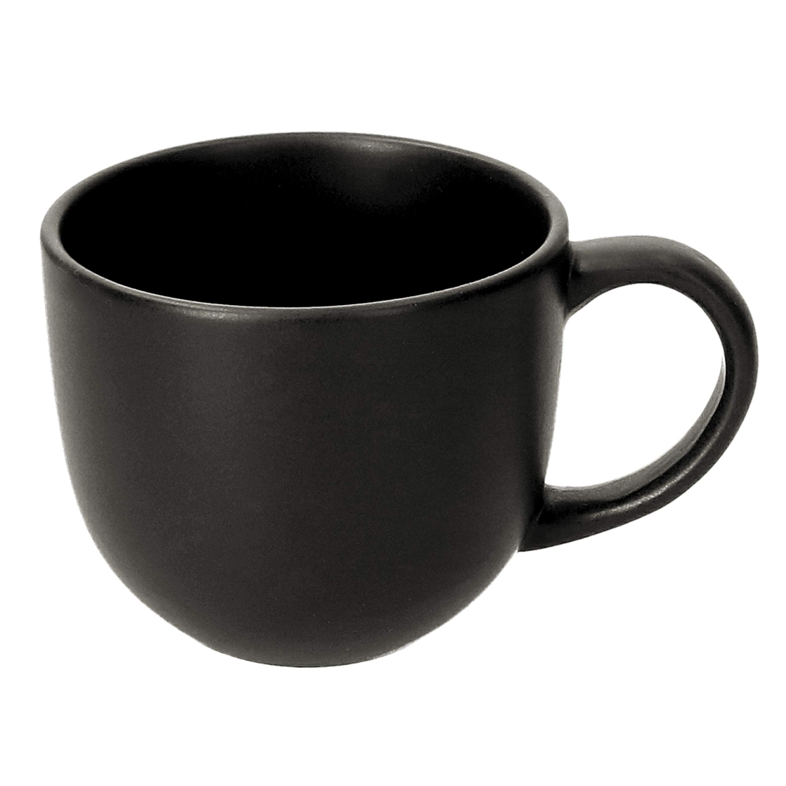 MamboCat 18-teiliges Kaffee-Service Lampart Nero I modernes Steingut-Geschirr-Set für 6 Personen - im modernen Ethno-Stil I Tassen Unterteller Kuchenteller I Kaffeeservice 6 Personen Schwarz matt