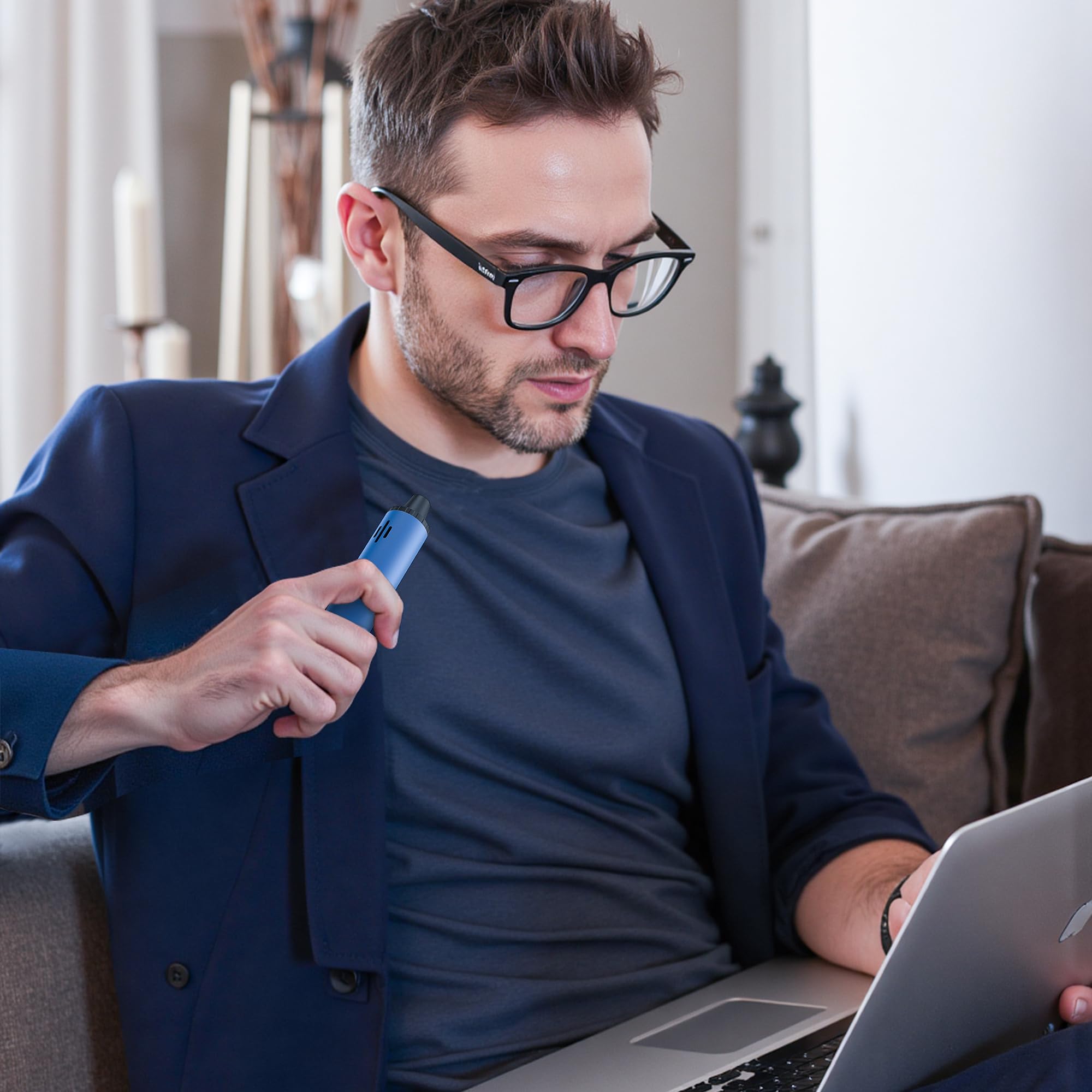 Yocan HIT Vaporisateur herbes sèches avec contrôle de la température de 93 à 249 °C et chambre de chauffage en céramique, Vaporisateur Cannabis portable, batterie 1400 mAh (bleu foncé)