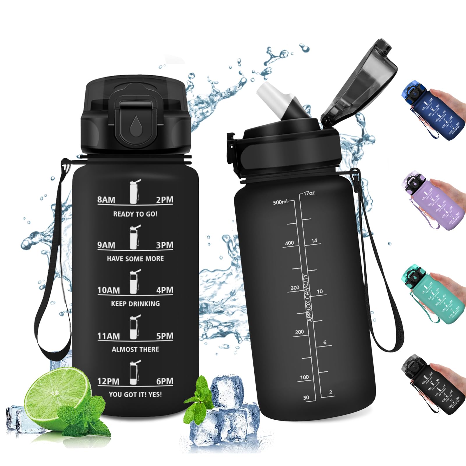 HydroPal Borraccia con cannuccia, da 3,6 litri, senza BPA, a prova di perdite, borraccia sportiva con tempo di bere, perfetta per fitness, palestra, campeggio all'aperto (3,6 cl, turchese