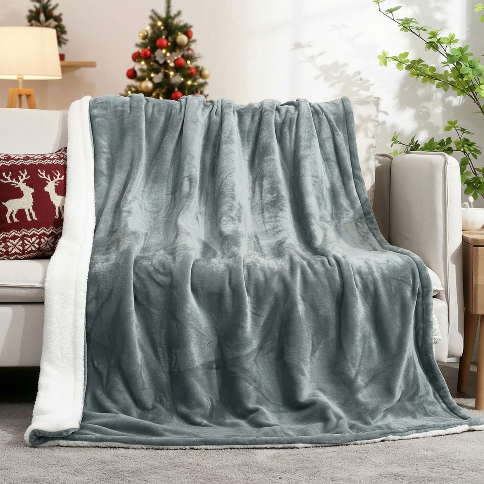 Koc podgrzewany, kocyk-przytulanka, koc flanelowy, koc podwójny 130 x 180 cm, 6 poziomów ogrzewania i automatyczne wyłączanie po 6 godzinach, wyjmowany kontroler (Gray)