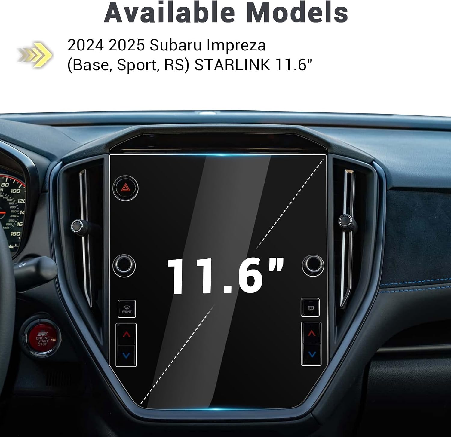 11.6" HD Tempered Glass 2026 Impreza Screen Protector for 2024 2025 2026 Subaru Impreza (Base, Sport, RS) STARLINK Subaru Media System Touchscreen Cover Screen Saver for Impreza 2026 Accessories