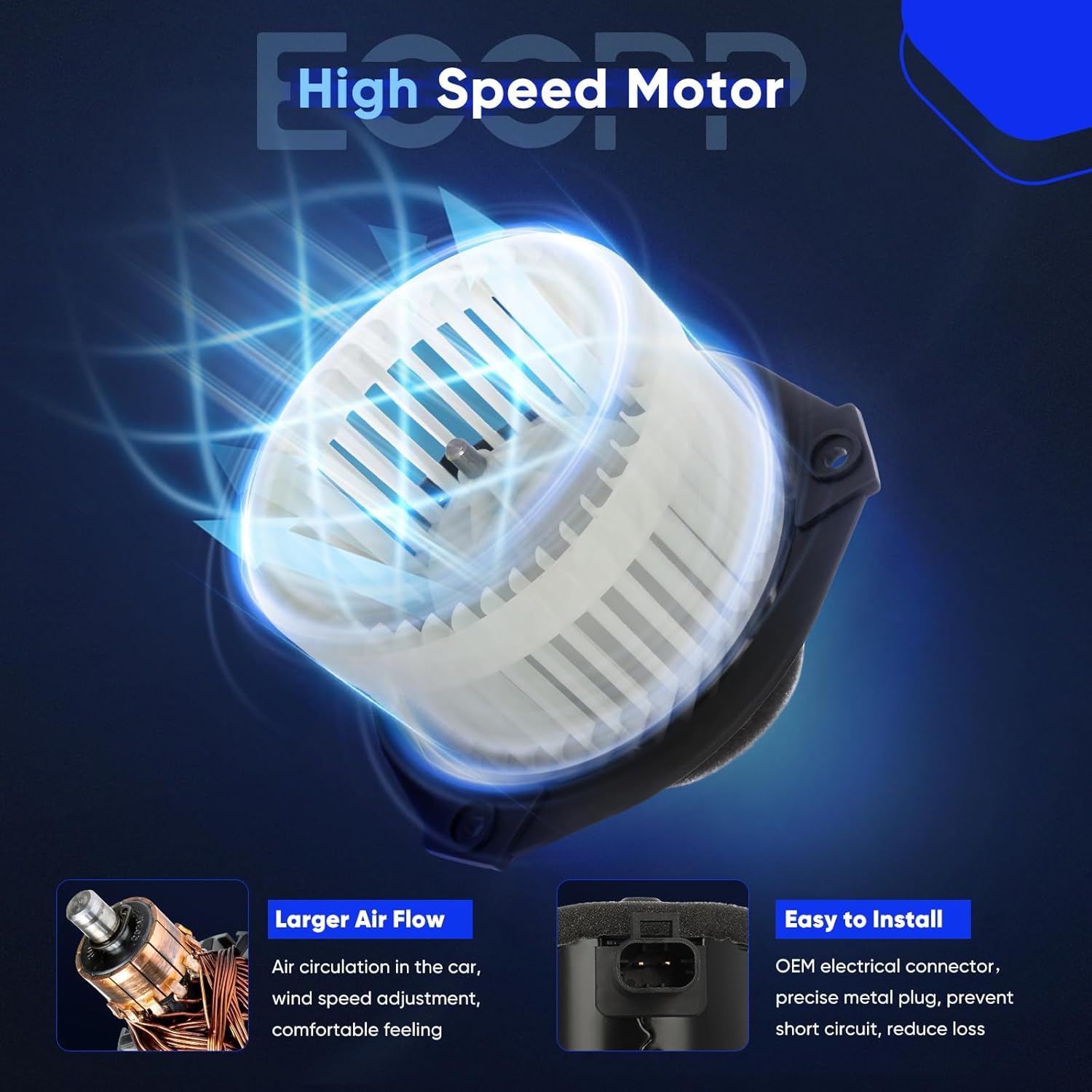 ECCPP AC Heater Blower Motor for Chevy w/Fan Cage ECCP fit for 2000-2005 for Buick Century 2000-2004 for Buick Regal/for Chevy Corvette 2001-2003 for Chevy Impala