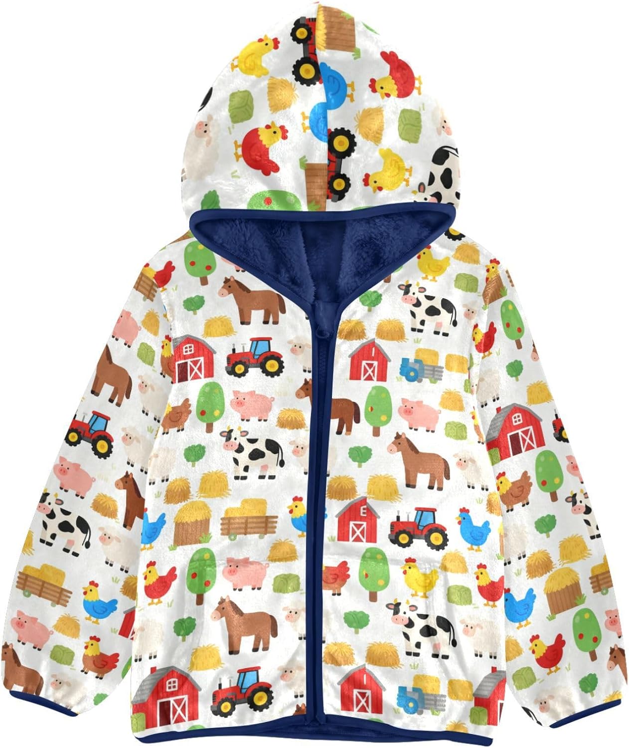 Farm Animals Fleece Jacket Toddler Boy Children Coat Baby Boys Clothes 3T