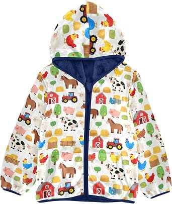 Farm Animals Fleece Jacket Toddler Boy Children Coat Baby Boys Clothes 3T