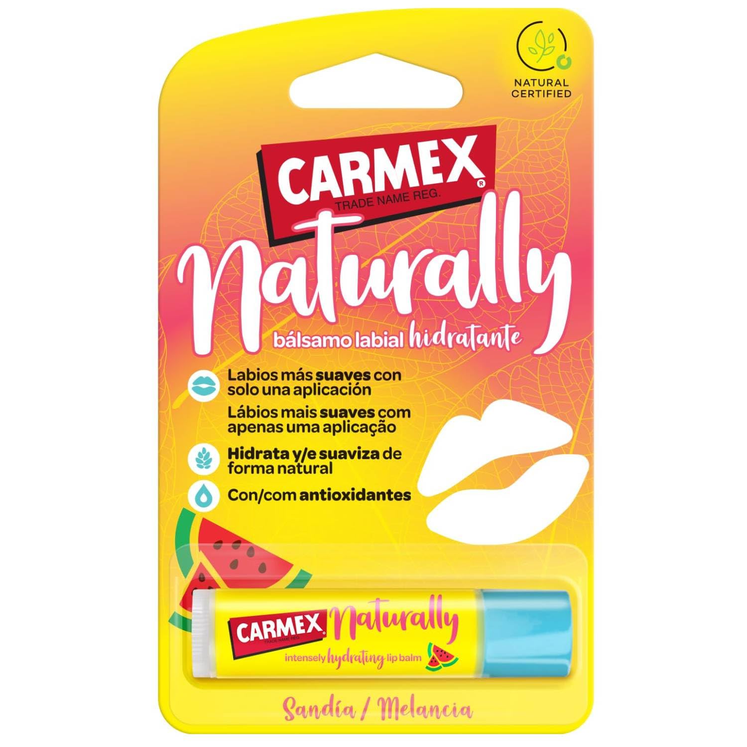 Carmex Naturally Wassermelone Feuchtigkeitsspendender Lippenbalsam 3 Einheiten
